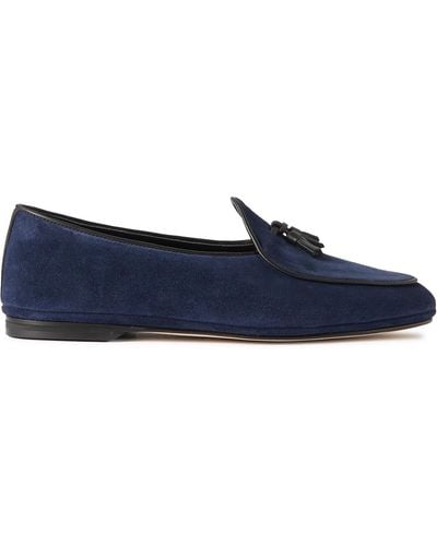 Rubinacci Marphy Leather-trimmed Suede Tasseled Loafers - Blue