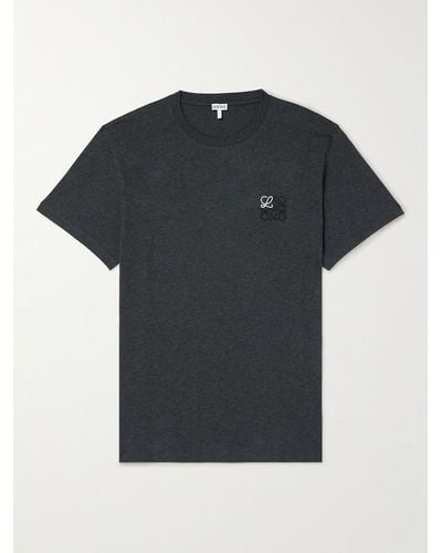 Loewe Slim-fit Logo-embroidered Cotton-jersey T-shirt - Black
