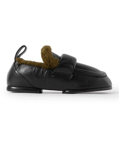 Dries Van Noten Shearling-lined Leather Loafers - Black