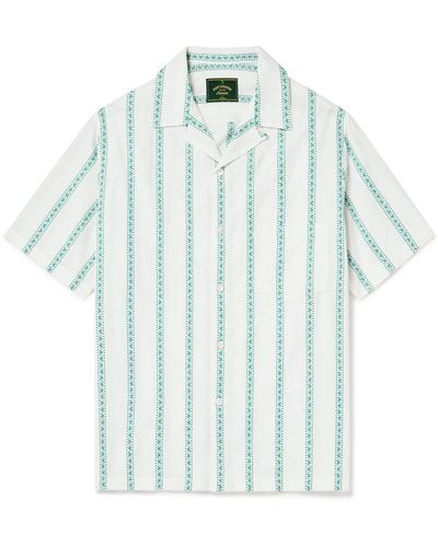 Portuguese Flannel Donatella Convertible-collar Embroidered Cotton Shirt - Blue