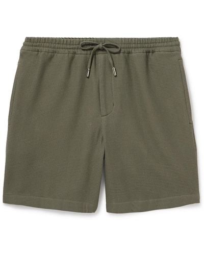 MR P. Straight-leg Waffle-knit Organic Cotton Drawstring Shorts - Green