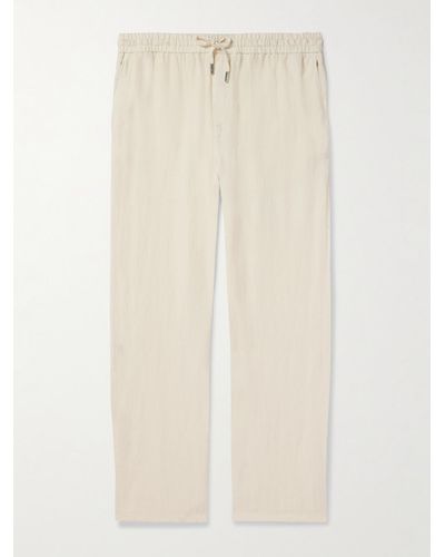 MR P. Edward Straight-leg Garment-dyed Linen Drawstring Trousers - Natural