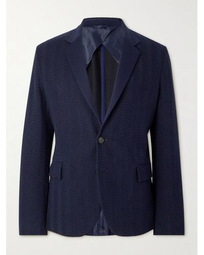 Missoni Zigzag Cotton-blend Jacquard Suit Jacket - Blue