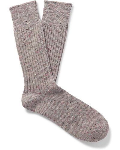 MR P. Mélange Ribbed-knit Socks - Gray