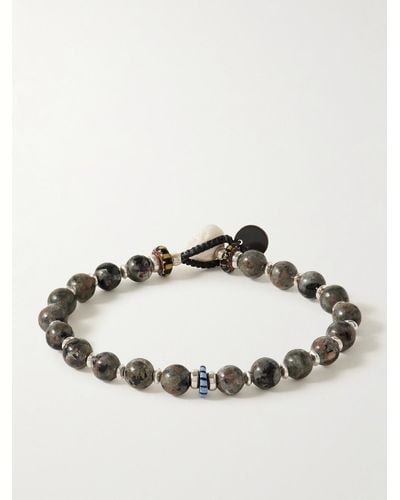 Mikia Bracciale in argento con perline in yooperlite e conchiglia - Metallizzato