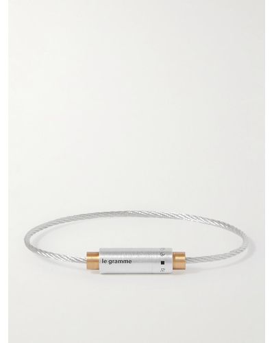 Le Gramme 9g Brushed Sterling Silver And 18-karat Gold Cable Bracelet - Natural