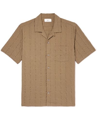 MR P. Convertible-collar Cotton-seersucker Shirt - Natural