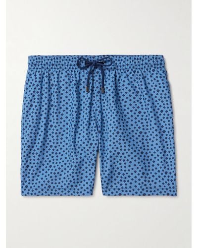 Canali Straight-leg Mid-length Polka-dot Swim Shorts - Blue