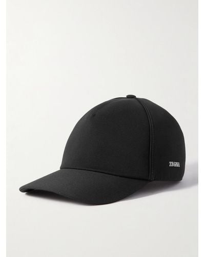 Zegna Logo-appliquéd Cotton And Wool-blend Twill Baseball Cap - Black