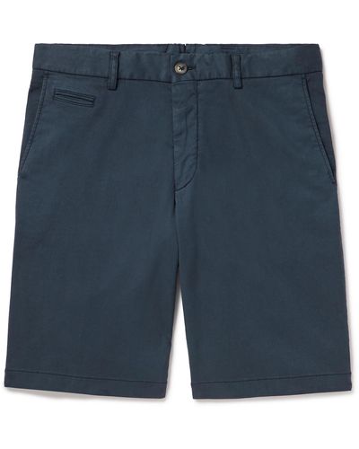 Altea Milano Straight-leg Lyocell And Cotton-blend Bermuda Shorts - Blue