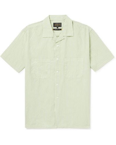 Beams Plus Camp-collar Striped Silk-twill Shirt - White