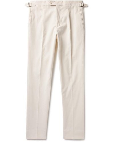 Saman Amel Straight-leg Pleated Cotton-corduroy Pants - White
