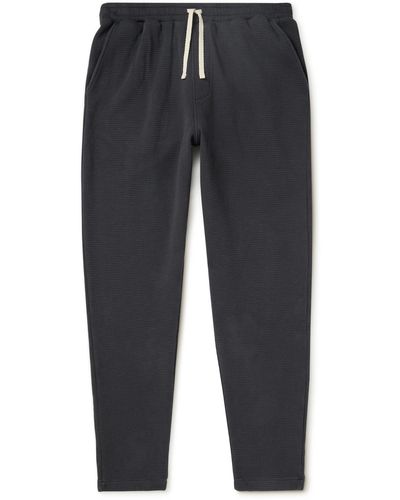 Oliver Spencer Rycroft Tapered Waffle-knit Organic Cotton-jersey Sweatpants - Blue