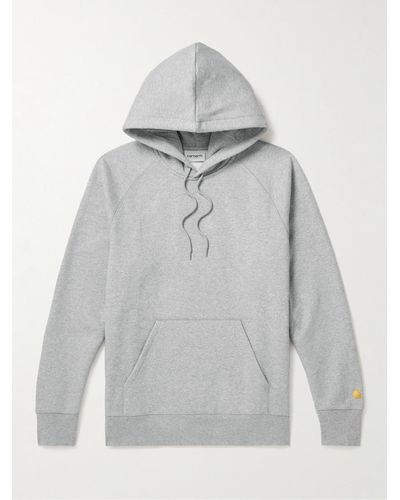 Carhartt Chase Logo-embroidered Cotton-blend Jersey Hoodie - Grey