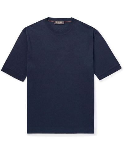 Loro Piana Silk And Linen-blend T-shirt - Blue
