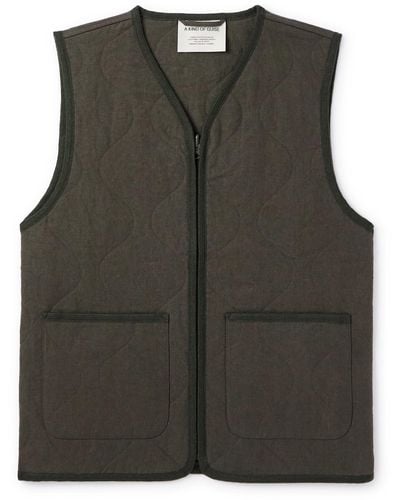 A Kind Of Guise Bogdan Quilted Padded Stone-washed Linen Gilet - Green