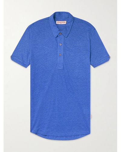 Orlebar Brown Sebastian Linen Polo Shirt - Blue