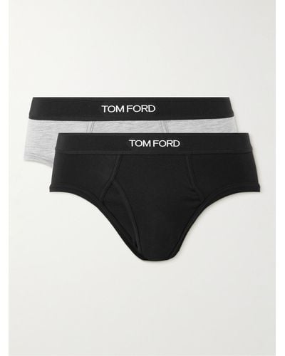 Tom Ford Confezione da due slip in misto cotone e modal stretch - Nero