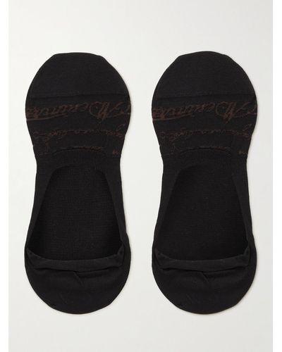 Berluti Logo-jacquard Stretch Cotton-blend No-show Socks - Black