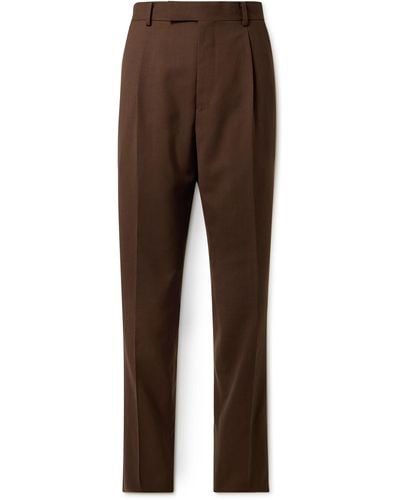 Wacko Maria Pleated Wool Straight-leg Pants - Brown