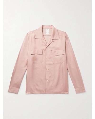 Visvim Keesey Convertible-collar Embroidered Silk-twill Shirt - Pink