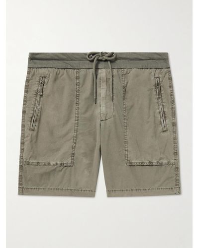 James Perse Garment-Dyed Straight-Leg Cotton-Blend Poplin Shorts - Grün