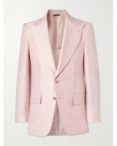 Tom Ford Atticus Wool And Silk-blend Suit Jacket - Pink