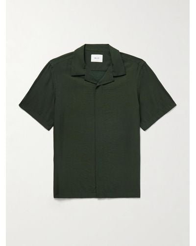 NN07 Hank 5971 Hemd aus Seersucker aus einer Modalmischung mit Reverskragen - Grün