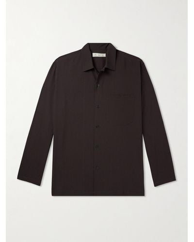 Umit Benan Convertible-collar Virgin Wool Shirt - Black