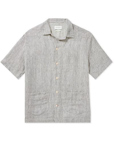 Oliver Spencer Cuban Striped Linen-twill Shirt - Gray