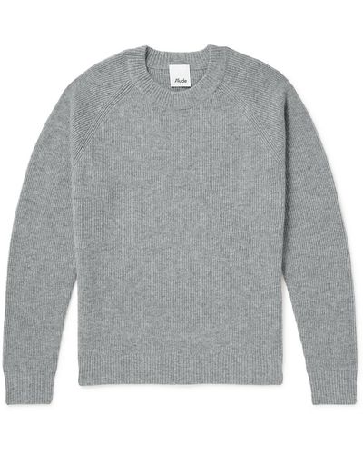 Allude Ribbed Cashmere-blend Sweater - Gray