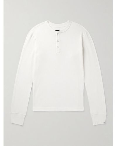 Rag & Bone Waffle-knit Cotton Henley T-shirt - White