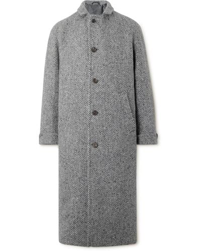 Anderson & Sheppard Herringbone Wool Coat - Gray