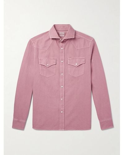 Brunello Cucinelli Denim Western Shirt - Pink