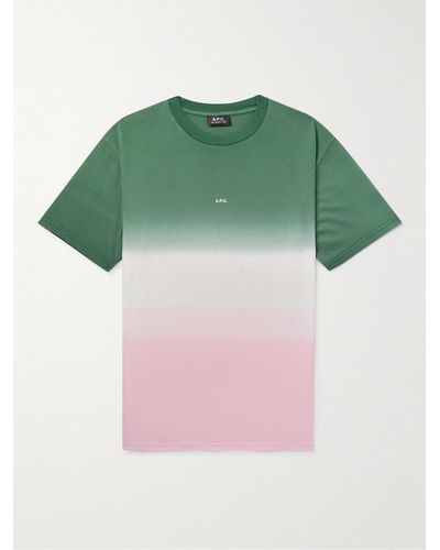 A.P.C. Marius Logo-print Dip-dyed Cotton-jersey T-shirt - Green