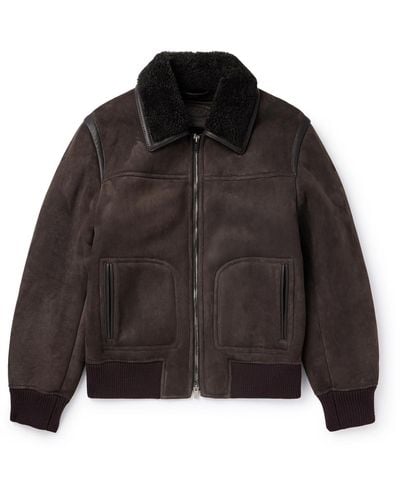 Tod's Leather-trimmed Shearling Bomber Jacket - Black