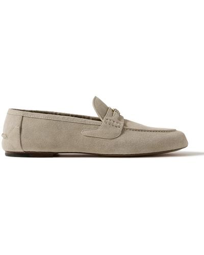Gucci San Andres Logo-embellished Suede Loafers - White