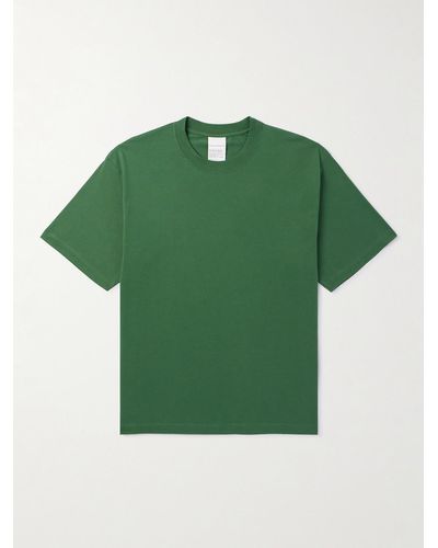 Stockholm Surfboard Club T-shirt in jersey di cotone biologico con logo - Verde