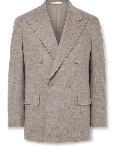Umit Benan Double-breasted Wool-blend Suit Jacket - Gray