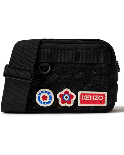 Kenzo Poppy-patch Messenger Bag - Black