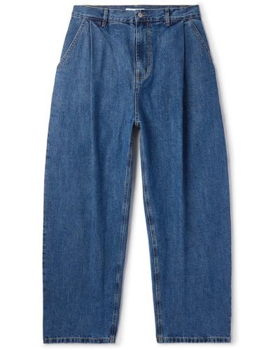 Frankie Shop Drew Wide-leg Pleated Denim Pants - Blue