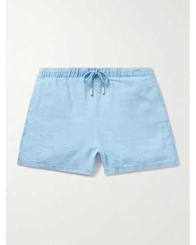 Vilebrequin Barry schmal geschnittene Shorts aus Leinen mit Kordelzugbund - Blau