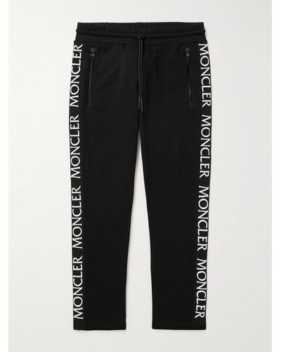 Moncler Webbing-trimmed Cotton-jersey Tapered Joggers - Black