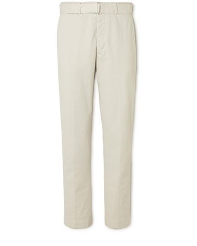 Officine Generale Straight-leg Belted Cotton-twill Pants - Natural