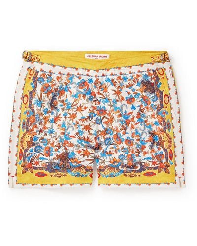 Orlebar Brown Bulldog Mid-lengh Printed Recycled-shell Swim Shorts - Metallic