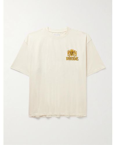 Rhude Cresta T-Shirt aus Baumwoll-Jersey mit Logoprint - Natur