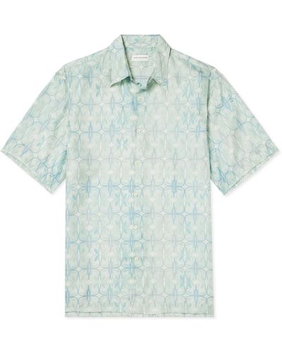 Dries Van Noten Printed Silk Shirt - Blue