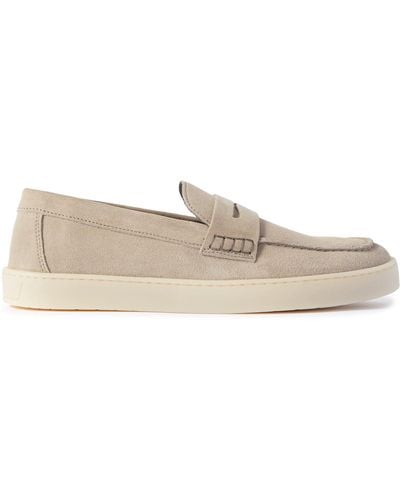 Canali Suede Penny Loafers - Natural
