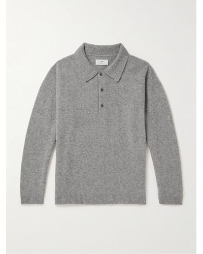 SSAM Brushed Cashmere Polo Shirt - Grey
