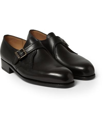 J.M. Weston 531 Leather Monk Strap Shoes - Black